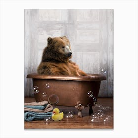 Bear In A Bathtub Canvas Print
