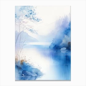 Blue Lake Landscapes Waterscape Gouache 1 Canvas Print