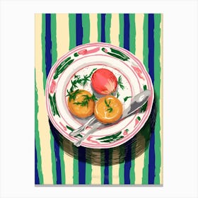 A Plate Of Eggplant, Top View Food Illustration 2 Canvas Print