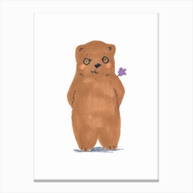 Bear With Flower Canvas Print