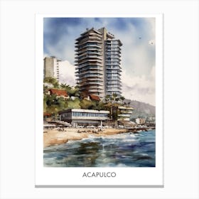 Acapulco Watercolor 4 Travel Poster Canvas Print