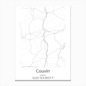 Couvin,Belgium Minimalist Map Canvas Print