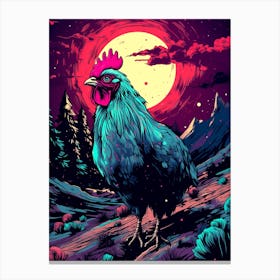 Rooster In The Moonlight Canvas Print