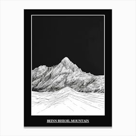 Beinn Bheoil Mountain Line Drawing 3 Poster Canvas Print