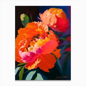 Karl Rosenfield Peonies Orange Colourful Painting Canvas Print