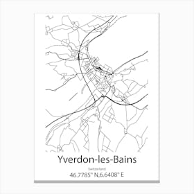 Yverdon Les Bains,Switzerland Minimalist Map Canvas Print