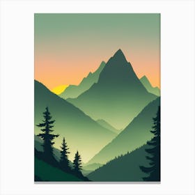 Misty Mountains Vertical Composition In Green Tone 214 Canvas Print