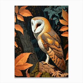 Barn Owl Relief Illustration 2 Canvas Print
