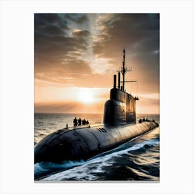 Submarine In The Ocean -Reimagined 13 Canvas Print
