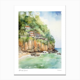 Phuket Island 1 Watercolour Travel Poster Canvas Print