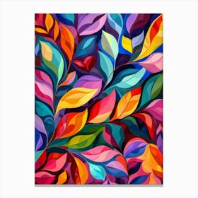 Abstract Colorful Leaves Canvas Print