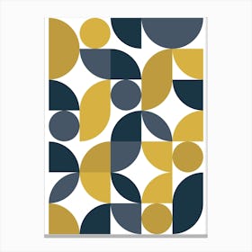 Mid Century Modern Abstract 26 Navy Blue, Mustard Canvas Print