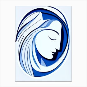 Compassion Symbol Blue And White Line Drawing Canvas Print