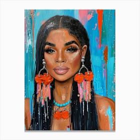 Woman With Big Earrings 1 Canvas Print