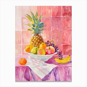 Pink Breakfast Food Fruit Salad 3 Canvas Print