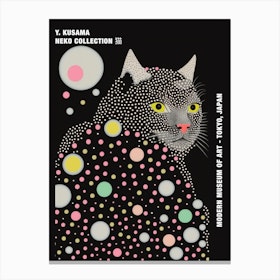 Yayoi Kusama Inspired Cat Pink Black Poster Canvas Print