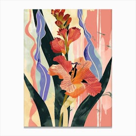 Colourful Flower Illustration Gladiolus 3 Canvas Print