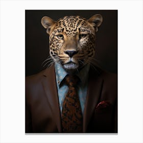 African Leopard Wearing A Suit 3 Canvas Print