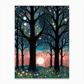 William Morris Rose Trees At Sunset Canvas Print