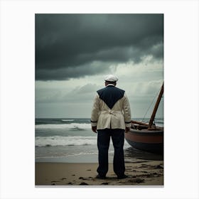 Sailor On The Beach Canvas Print