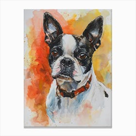 Boston Terrier Watercolor Painting 3 Canvas Print