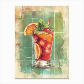 Pimm S Cup Watercolour Inspired Illustration 4 Canvas Print