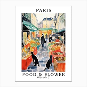 Food Market With Cats In Paris 1 Poster Canvas Print