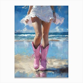 Pink Boots On The Beach 2 Canvas Print