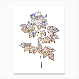 Stained Glass Leschenault's Rose Mosaic Botanical Illustration on White Canvas Print