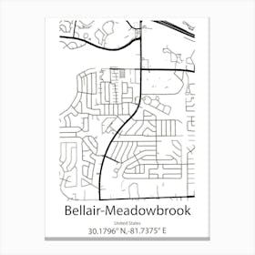 Bellair Meadowbrook Terrace,United States Minimalist Map Canvas Print