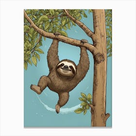 Sloth Hanging In Tree 1 Canvas Print