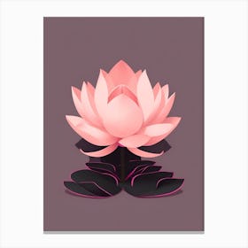 A Pink Lotus In Minimalist Style Vertical Composition 49 Canvas Print