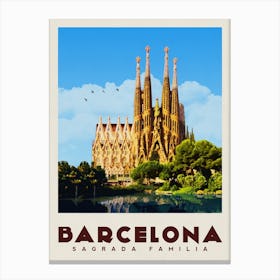 Barcelona Spain Travel Poster Canvas Print