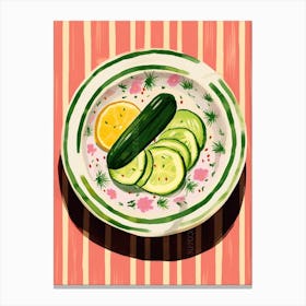 A Plate Of Cucumbers Top View Food Illustration 2 Canvas Print