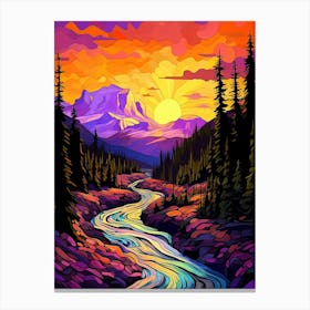 Mount Rainier National Park Retro Pop Art 3 Canvas Print