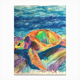Sea Turtle On The Ocean Floor Pencil Doodle 1 Canvas Print