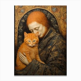 Monk Holding A Cat 5 Canvas Print