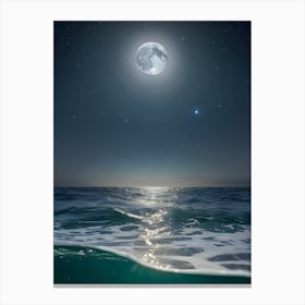 Full Moon Over The Ocean-Reimagined 1 Canvas Print