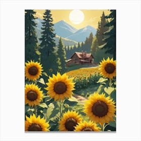 Sunflowers In The Countryside Canvas Print