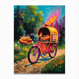 Hot Dog On A Bike Canvas Print