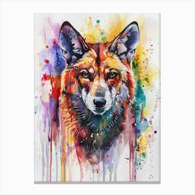 Dingo Colourful Watercolour 4 Canvas Print