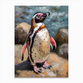 Adlie Penguin Robben Island Oil Painting 3 Canvas Print