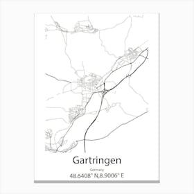 Gartringen,Germany Minimalist Map Canvas Print