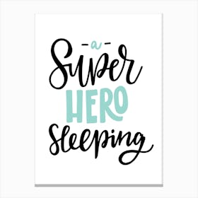 Superhero Sleeping Mint And Black Canvas Print