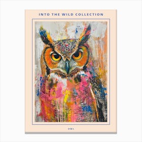 Kitsch Colourful Owl Collage 7 Poster Canvas Print