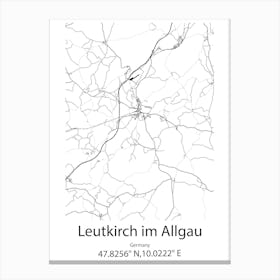 Leutkirch Im Allgau,Germany Minimalist Map Canvas Print