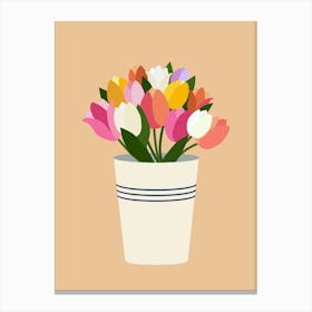 Colorful Tulips In A Vase Canvas Print