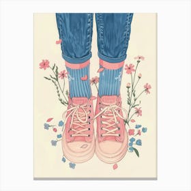 Pink Sneakers And Flowers 4 Canvas Print