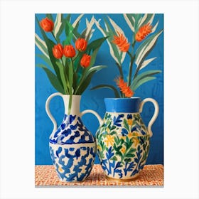 Two Vases With Flowers 1 Canvas Print