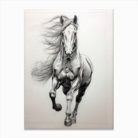 A Horse Painting In The Style Of Hatching And Cross Hatching 4 Canvas Print